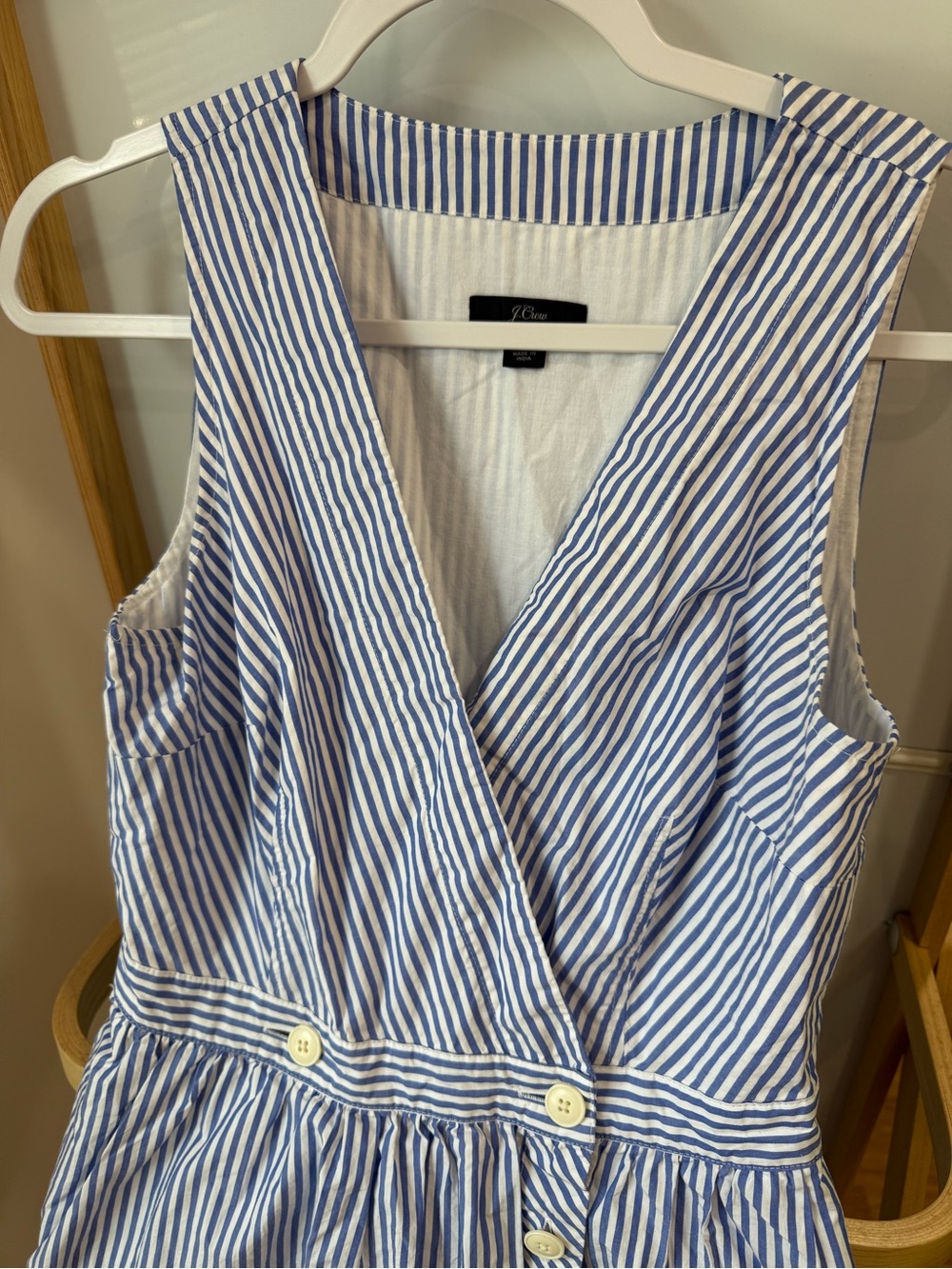 J. Crew Sleeveless Blue and White Striped Wrap Dress 100% cotton - Picture 3 of 10